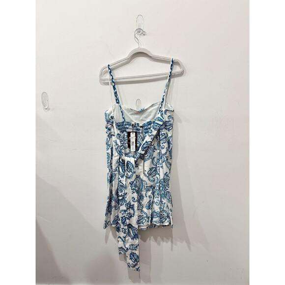 NWT Alice & Olivia Khira Embroidered Voile Mini Dress White/Blue Women's Size 12 - Picture 3 of 7